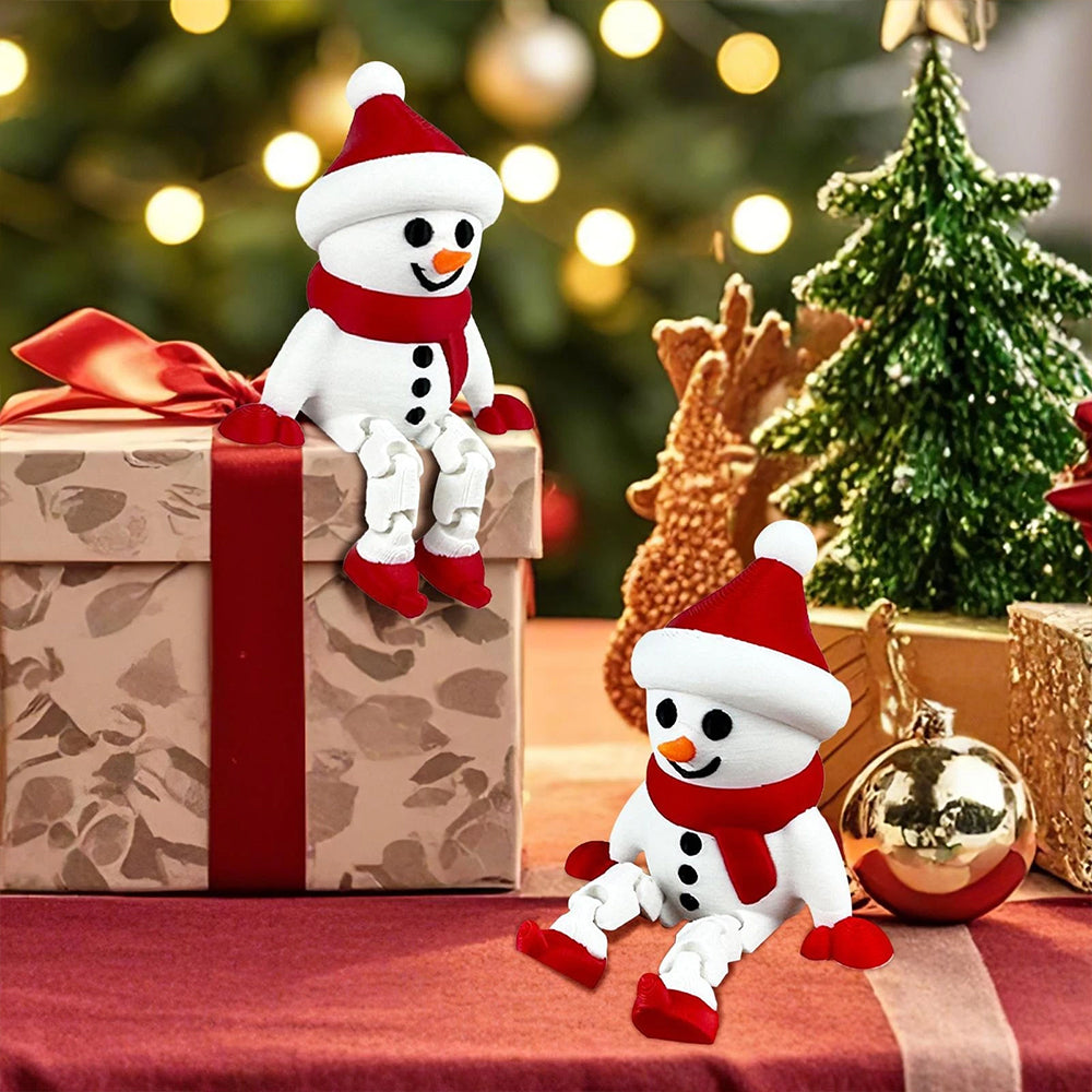2Pack 3D Printed Snowman Decorations – Flexible Festive Tabletop Figures for Christmas & Home Decor
