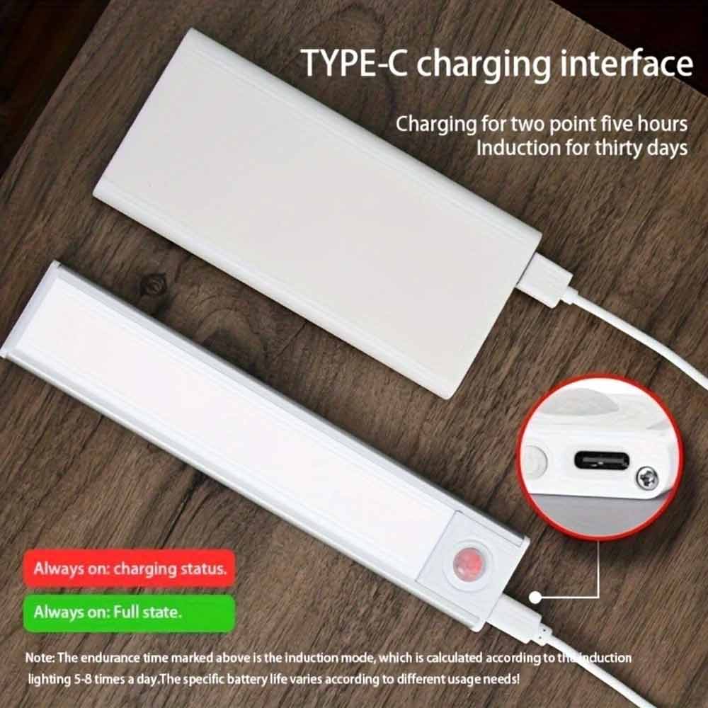 LED PIR Motion Sensor Strip Light – Magnetic Cabinet Closet Lamp, USB Rechargeable