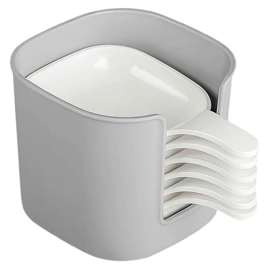 6-Piece Dipping Sauce Plate Set with Holder - Plastic Condiment Dishes for Parties