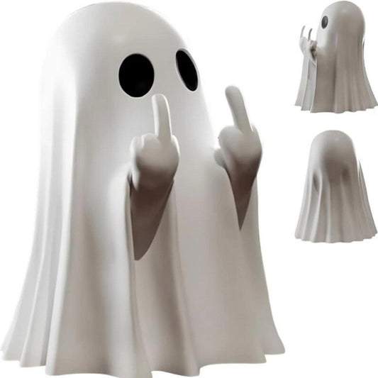 9CM Funny Middle Finger Ghost Statue | Halloween Resin Figurine for Home Decor