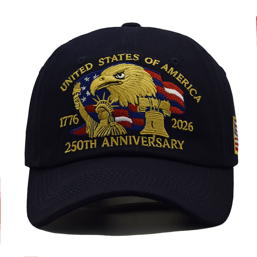 America 250th Anniversary Baseball Cap - Adjustable Patriotic Embroidered Hat 1776-2026
