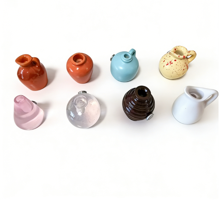 8PCS Mini Resin Vase Magnets - 3D Empty Vase Fridge Decor Set (Flowers Not Included)