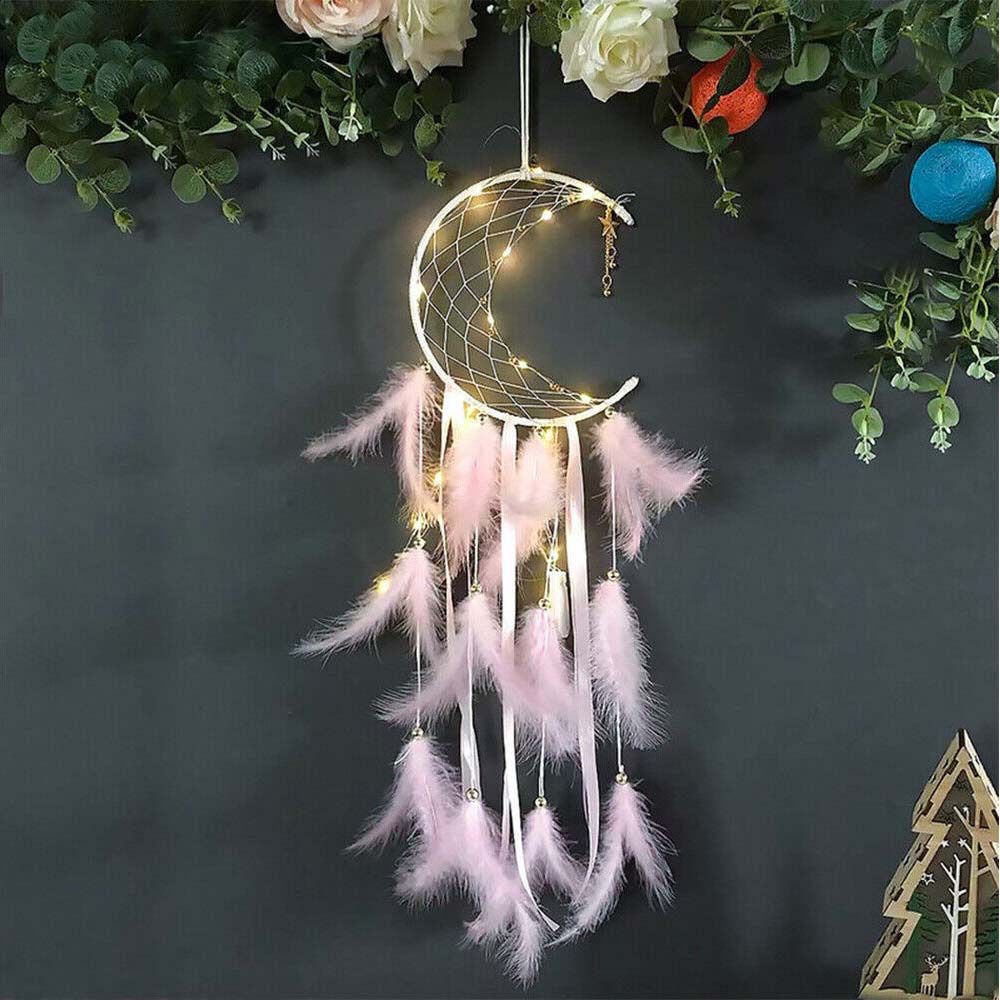 Dream Catcher LED Light Up Dreamcatcher Feather Kids Bedroom Hanging Decor DIY