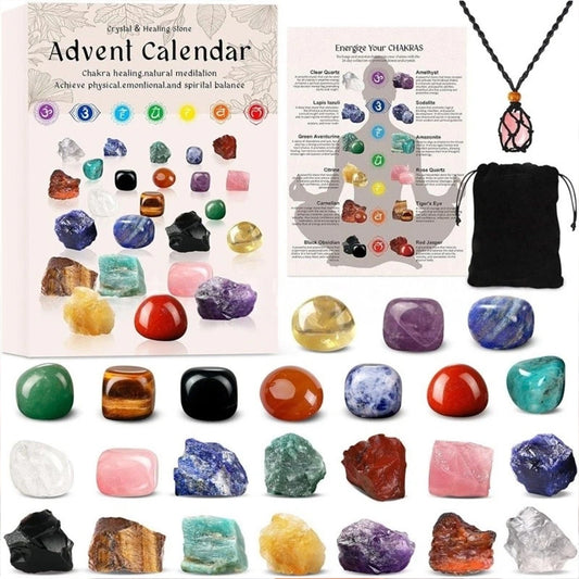 ﻿Crystal Advent Calendar 2025 - 24 Days Healing Stones & Mineral Countdown Gift