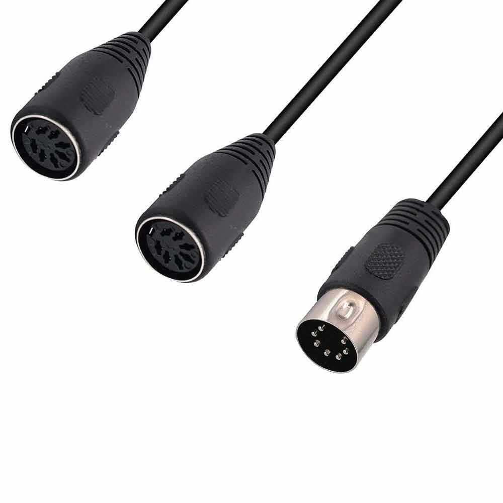 7-Pin Male to Dual 7-Pin Female DIN Y Splitter Stereo Cable – 0.5m
