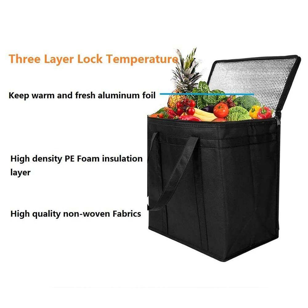 2Pack Insulated Cooler Bag,Reusable Grocery Shopping Bag with Dual Zipper