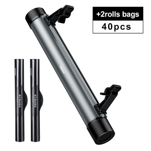 Car Back Seat Trash Bag Dispenser - Compact Metal Organizer with 40 Trash Bags