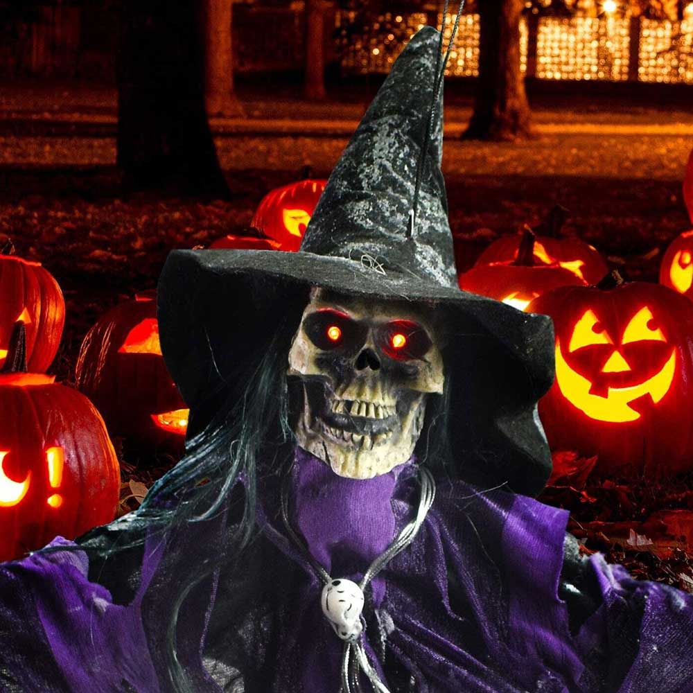 Halloween Hanging Witch NEW Scary Screaming Skeleton Witch Halloween Decoration
