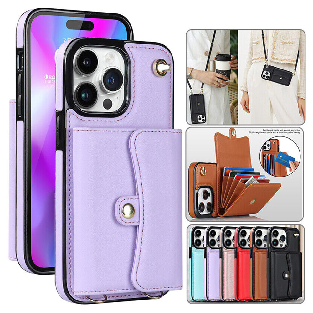For iPhone 14 Pro Max Plus Case Leather Wallet Cover Card holders Coins Storage