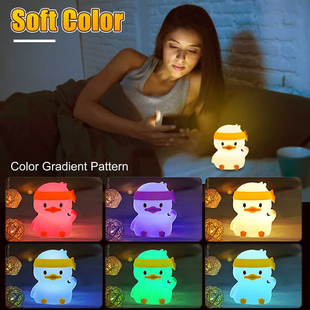 Duck LED Night Light – 6 Cute Color Changing, Dimmable, USB Rechargeable for Bedroom