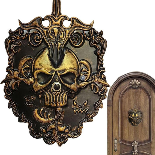 Halloween Doorbell Haunted House Party Prop Spooky Iron Skull Animated Decor
