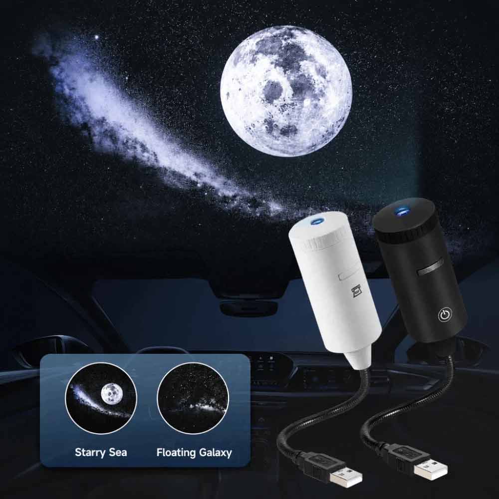 Rotating Galaxy Projector Lamp – USB Starry Sky Light for Car & Home Atmosphere