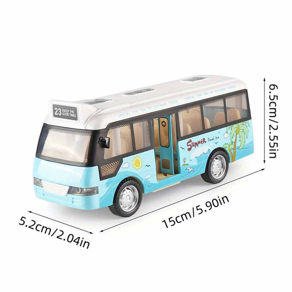 Simulation Bus Toys Model with Sound & Light and Opening Doors Vehicle Kids
