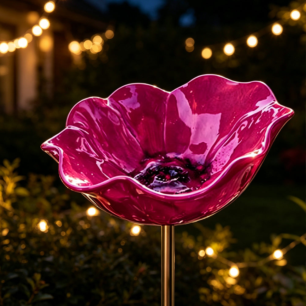 Garden Bird Bath Stake – Metal Feeder Station, Outdoor Flower Decor 15cm
