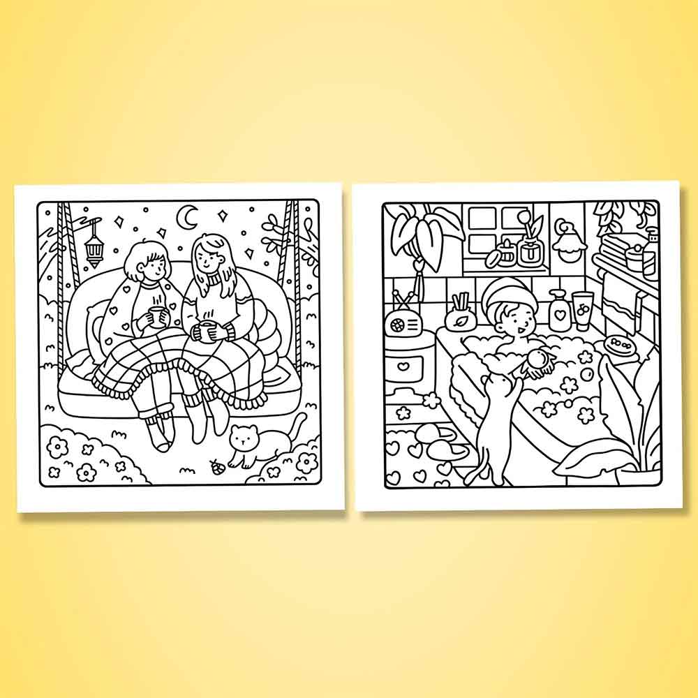 Cozy Girl & Friends Coloring Book for Adults – Bold & Easy Patterns