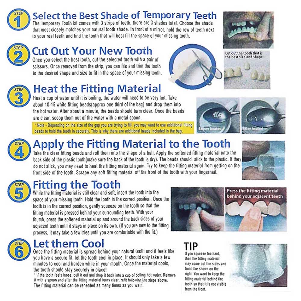 3X Instants Smile Comfort Fit Flex Teeth Top Temporary Teeth Replacement Repair