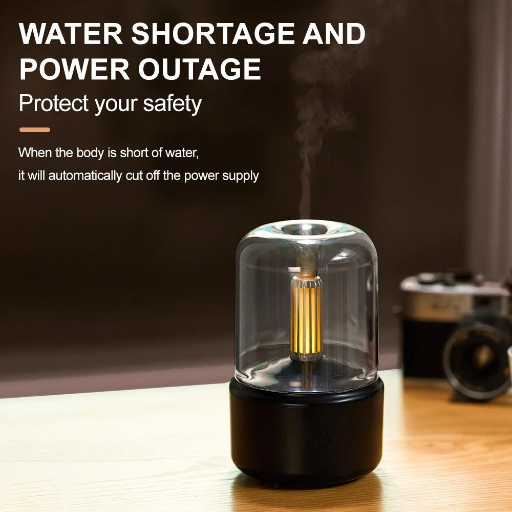 Black Vintage USB Candlelight Aroma Diffuser - 120ml Essential Oil Humidifier
