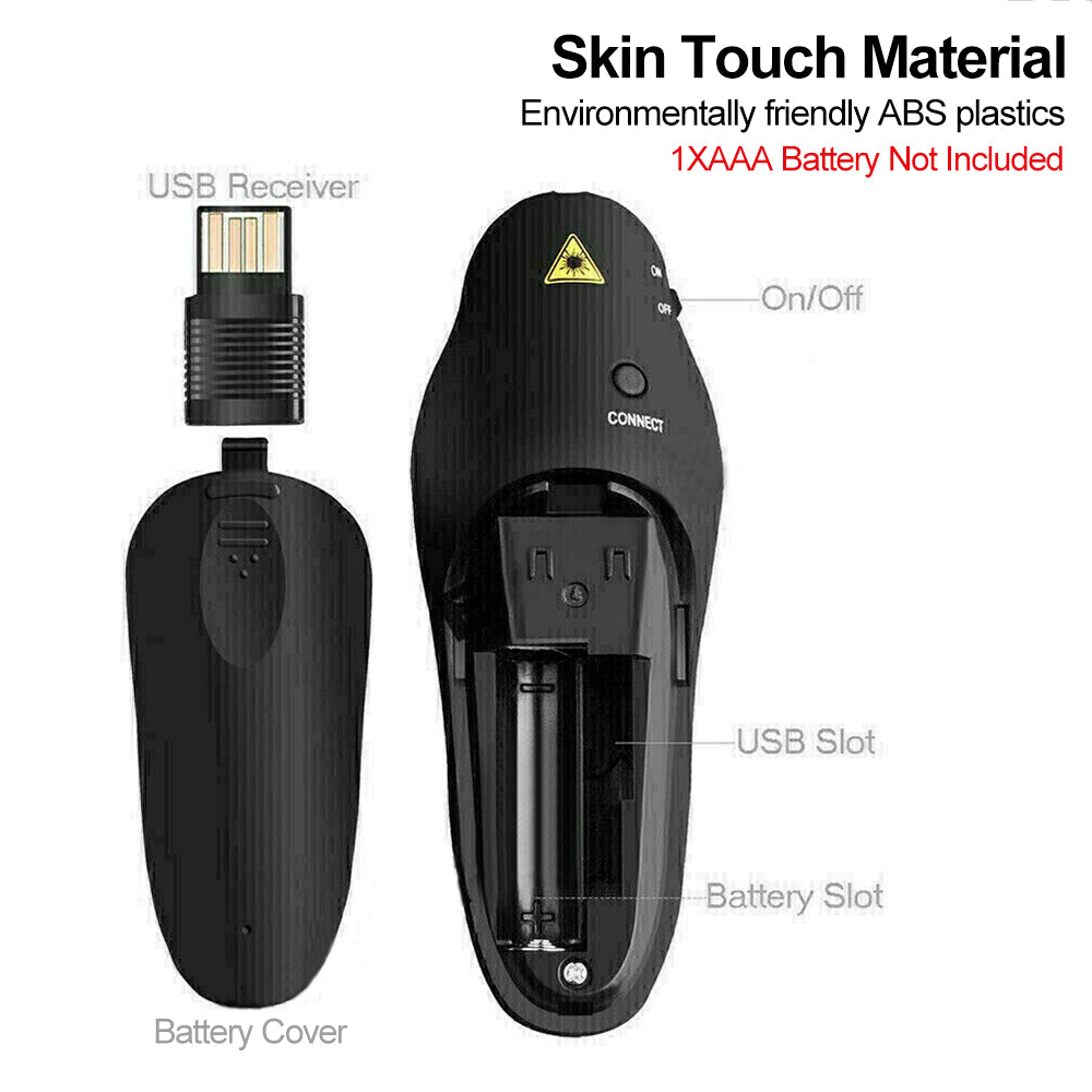 Wireless PowerPoint Presenter – 2.4GHz Presentation Remote with Red Laser Pointer & Page Control