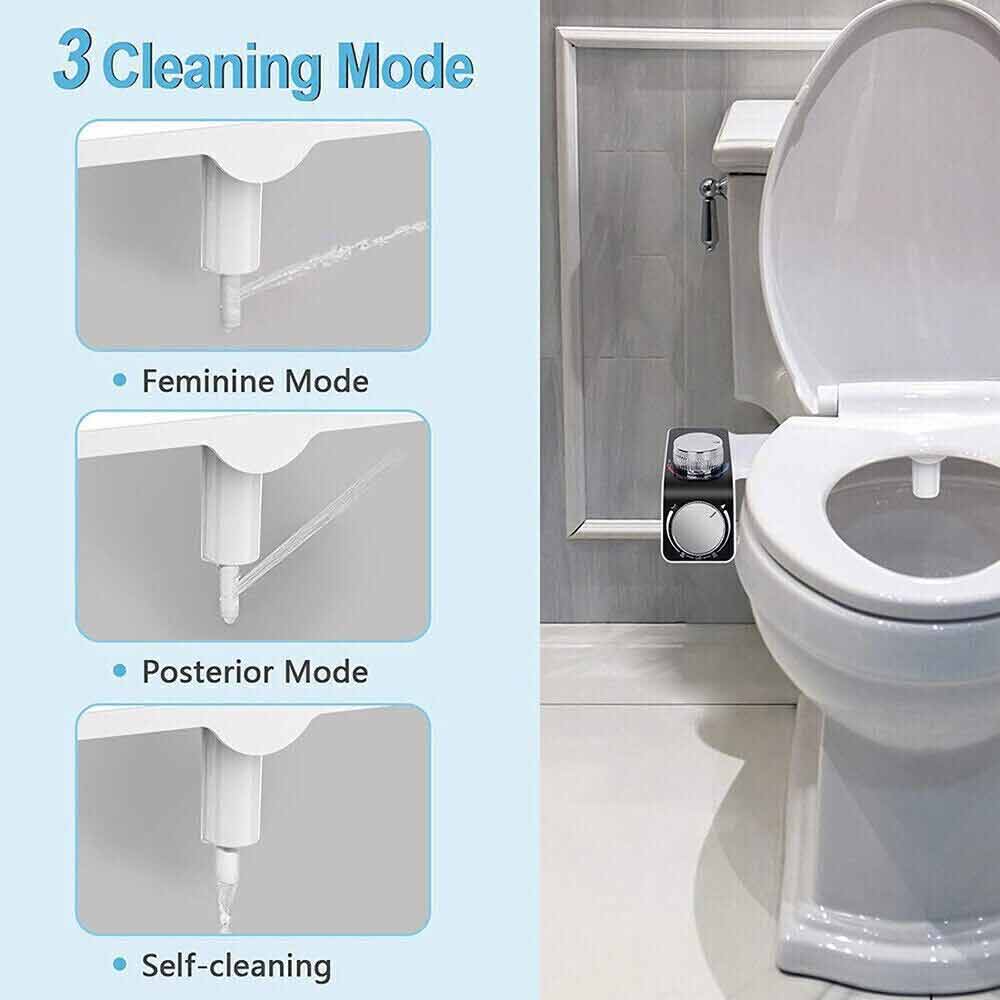 Dual Nozzle Hygiene Toilet Bidet Water Wash Clean Unisex Seat Attachment Sprayer