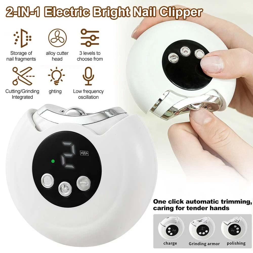 Electric Nail Clippers & File - Automatic Trimmer Cutter Rechargeable with Light