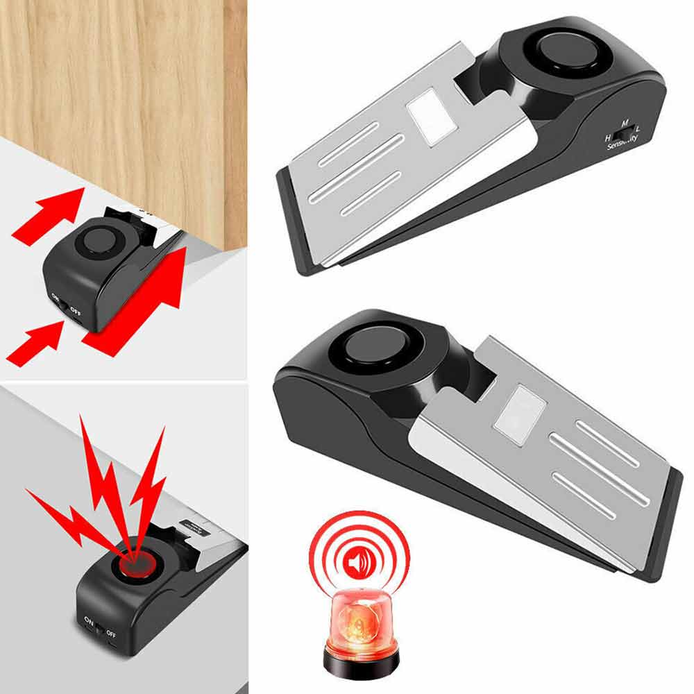 Home Security Wedge Door Stop Alarm System Device Intruder Alert Detection