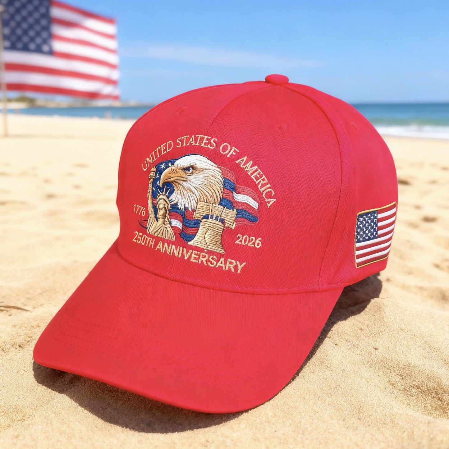 USA 250th Anniversary Baseball Cap - Patriotic 3D Print Hat 1776-2026