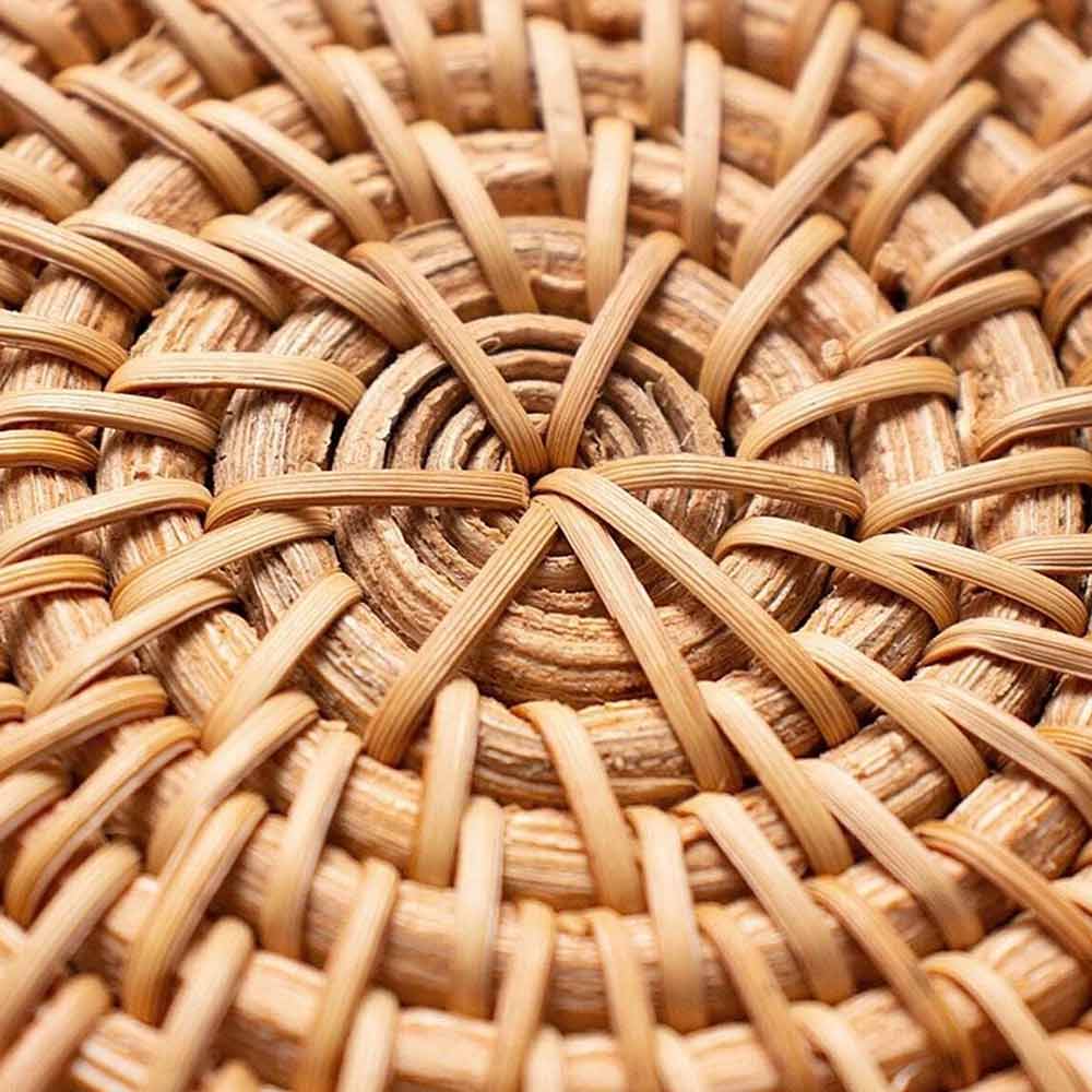 6-Piece Rattan Coaster Set with Base – Heat Resistant Cup Mats, Autumn Design