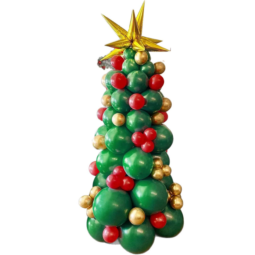 93-Piece Christmas Balloon Garland Kit  Arch Decor Set with Red, Green & Gold Star Balloons