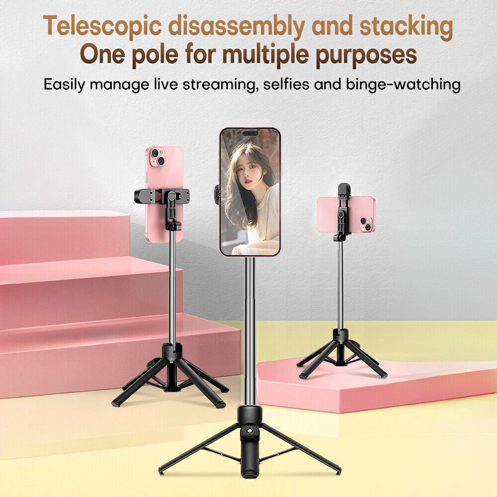 Universal Extendable Bluetooth Wireless Selfie Stick with Fill Light Tripod
