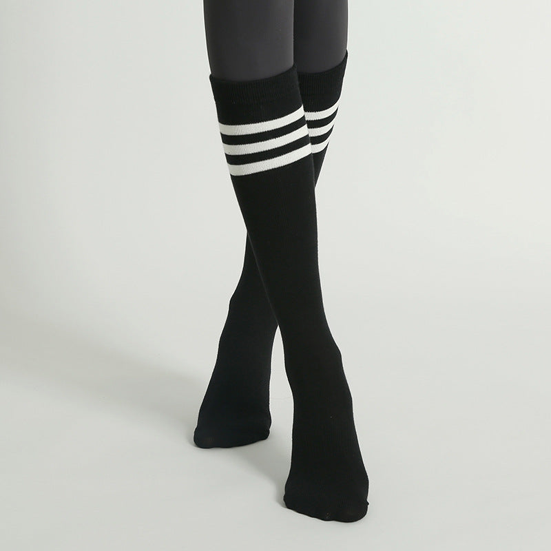 Non-Slip Women's Yoga Socks – Mid-Calf Striped for Indoor Floor & Pilates