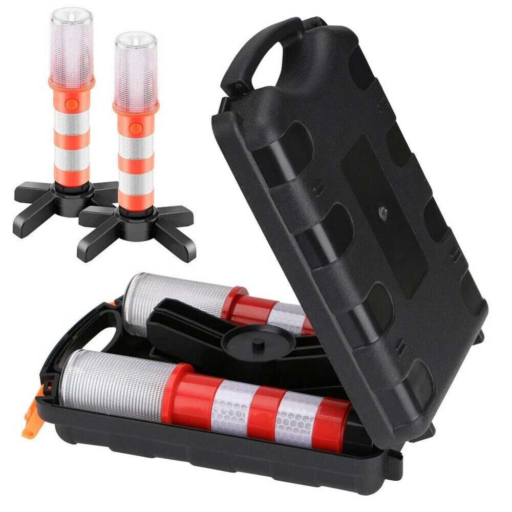 2PCS LED Car Emergency Warning Lights - Roadside Strobe Flares & Safety Beacons
