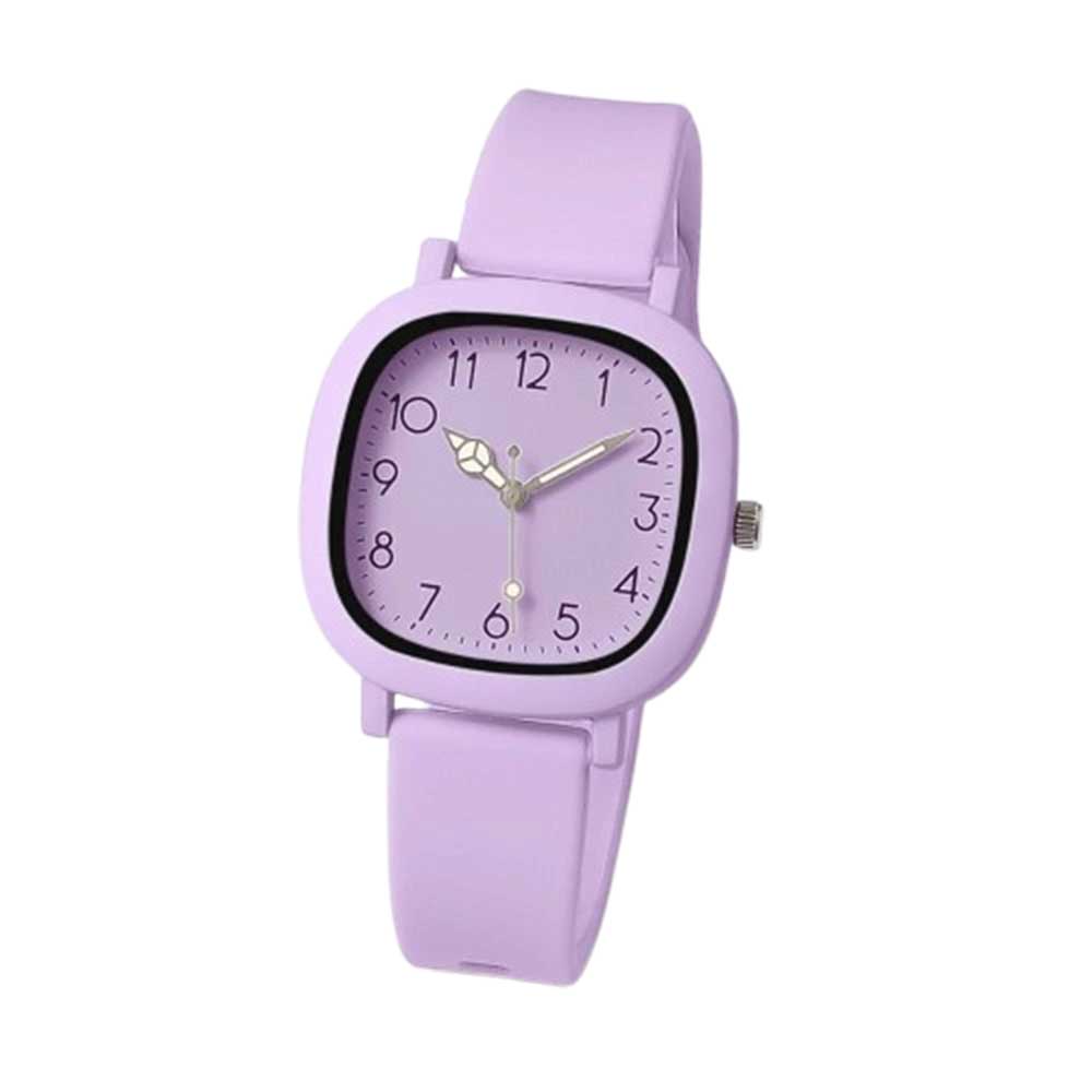 Purple Silicone Quartz Wristwatches Stainless Steel Ladies Watches Women Watch