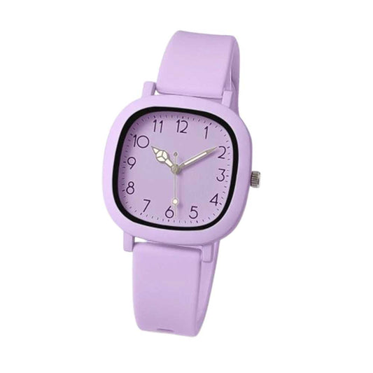Purple Silicone Quartz Wristwatches Stainless Steel Ladies Watches Women Watch