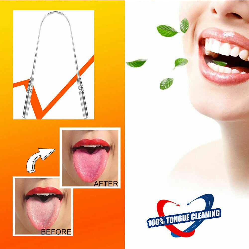 2PCS Kit Stainless Steel Tongue Tounge Cleaner Dental Care Hygiene Oral Mouth