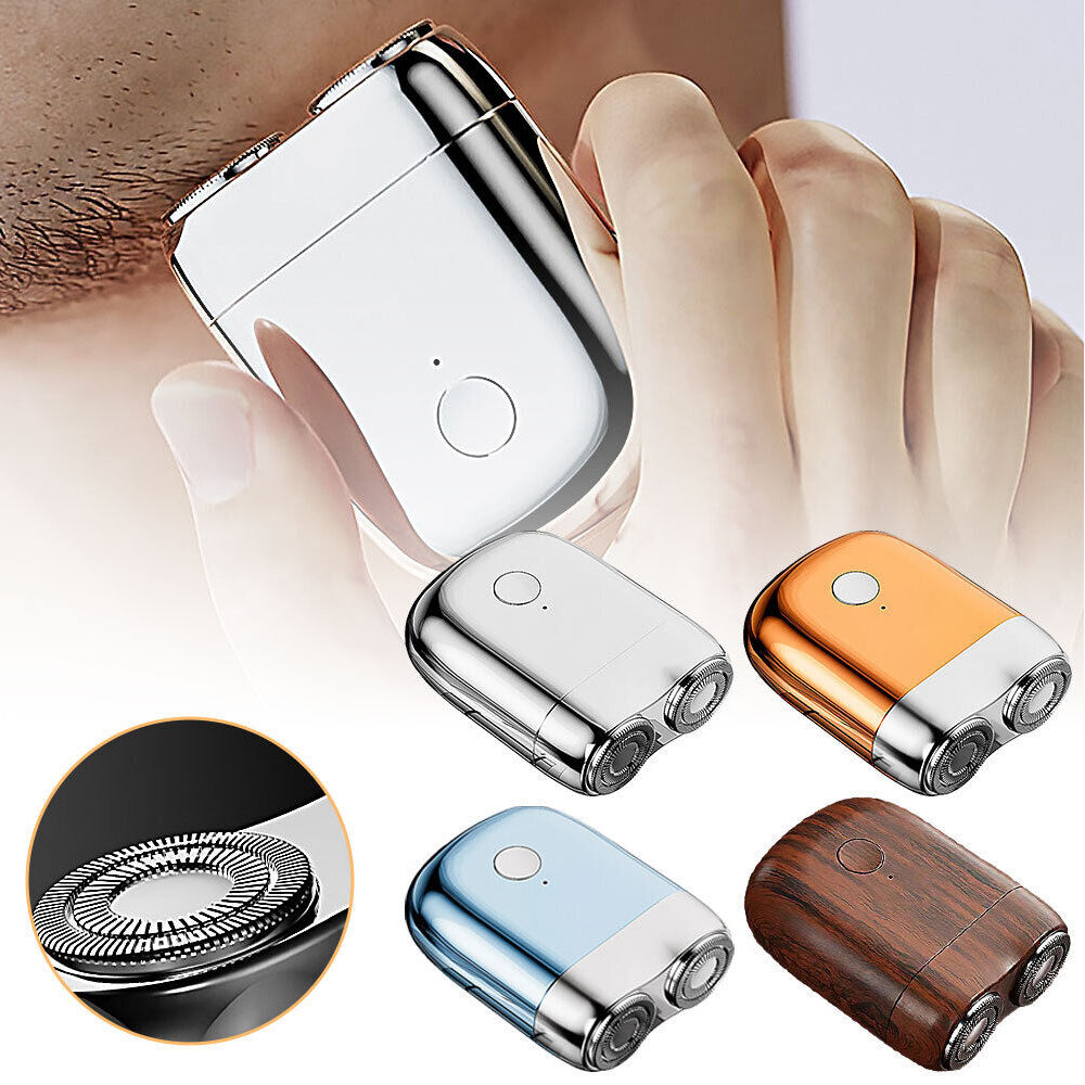 Waterproof USB Rechargeable Men's Shaver – Portable Double Head Electric Razor for Travel & Body Grooming