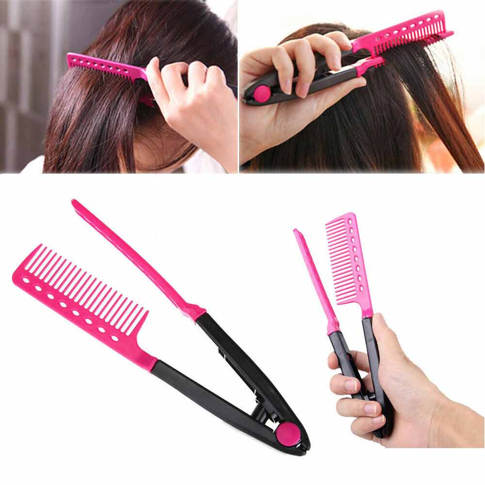 5X Hair Hairdressing Folding Salon V Comb Styling Straightening Brush Straighten