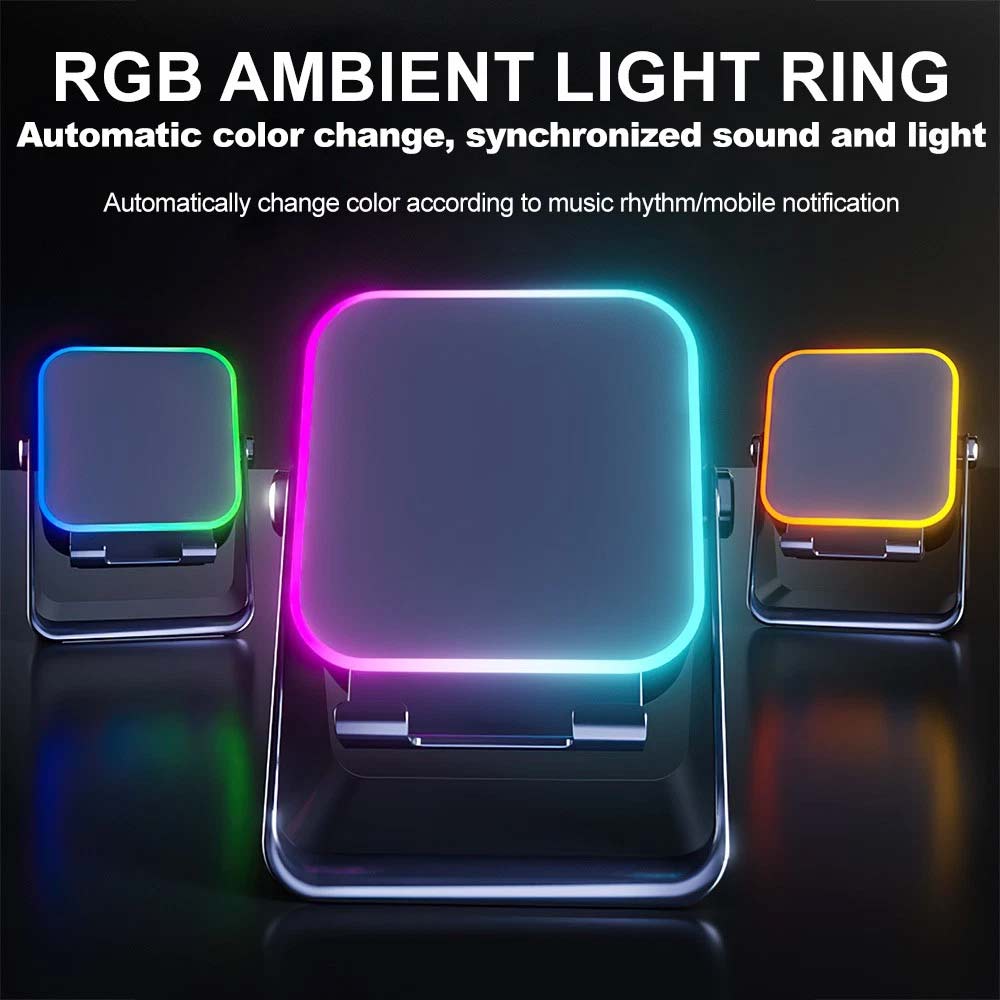 Mini Induction Speaker with Phone Stand - 5-in-1 Wireless Bluetooth Audio & Light