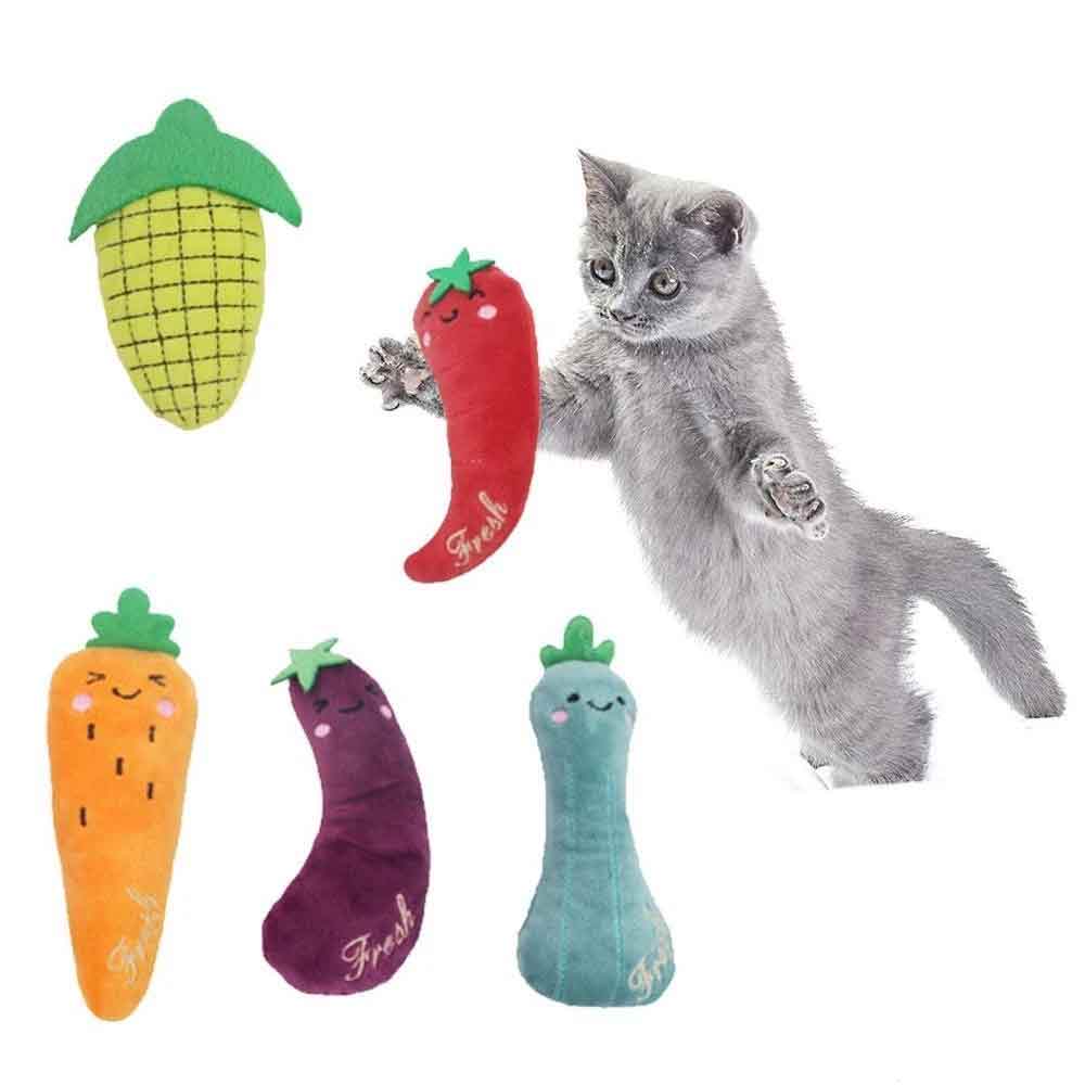 5-Piece Teeth Grinding Catnip Toys – Funny Interactive Plush Cat Chewing Vocal Toy Set