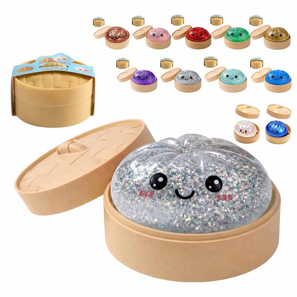 Squishy Stress Relief Toy 2-Pack – Slow Rebound Emoji Bun with Glitter, Sensory Fidget for ADHD & Anxiety