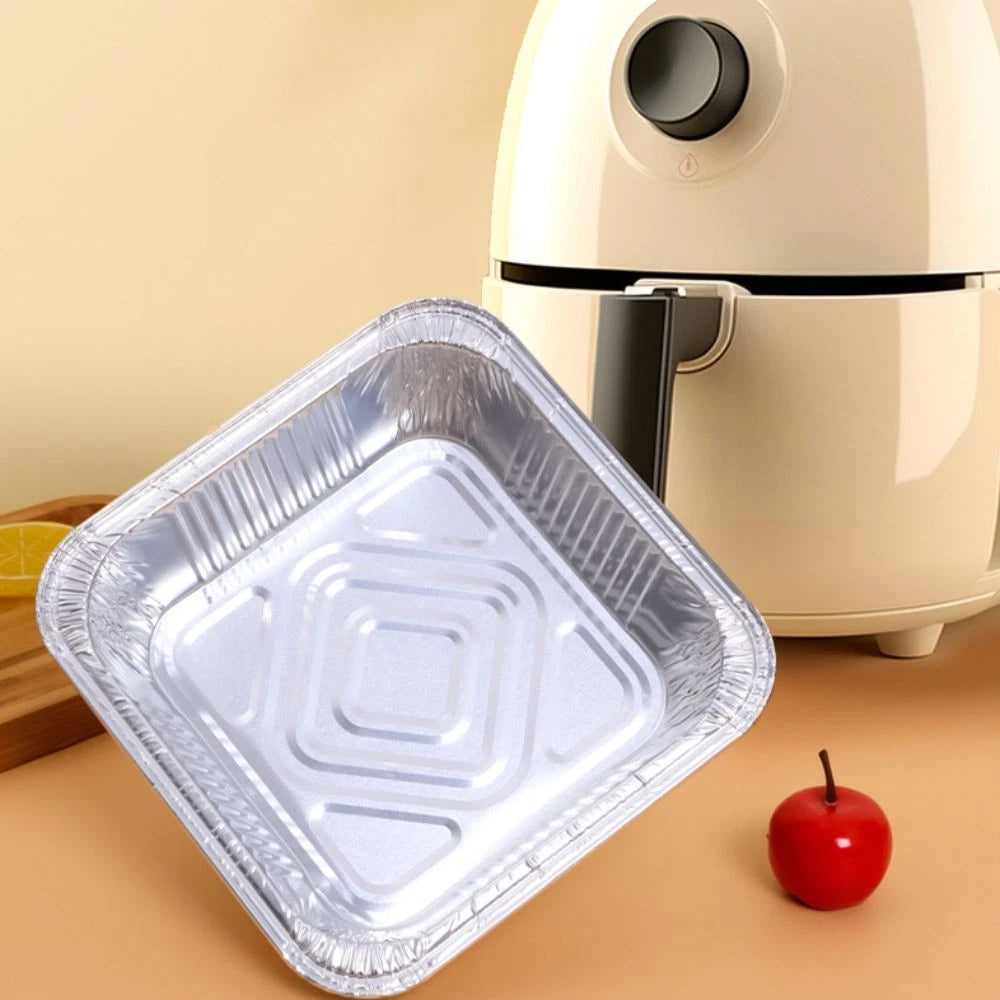 30pcs 8/9 Inch Air Fryer Aluminum Foil Pans - Oil-Proof Baking Trays for Roasting & Cooking