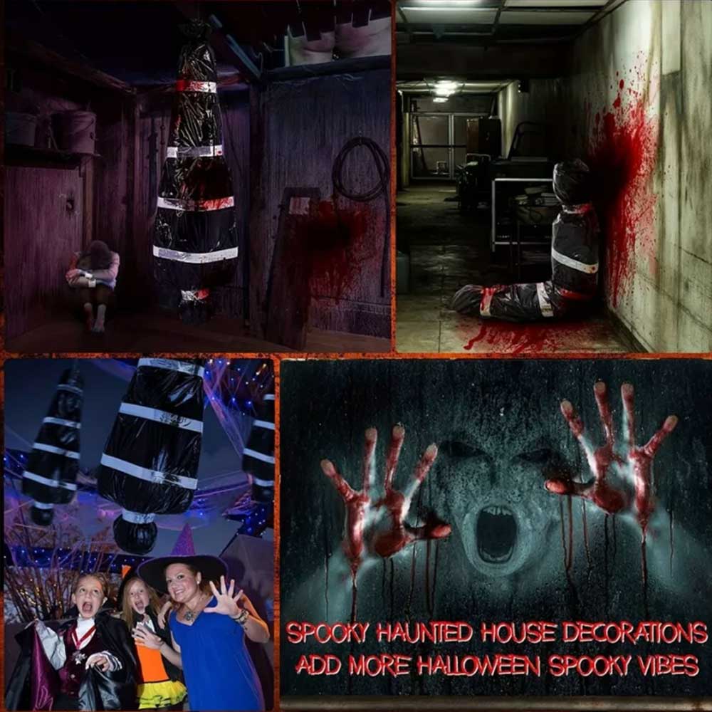 Halloween Scary Fake Dead Victim Props Corpse in Bag Outdoor Ornament Decor