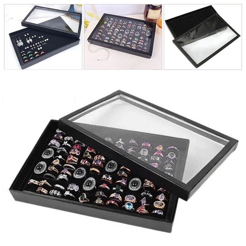 100-Slot Ring Storage Box – Jewellery Display Organiser Case Tray Holder