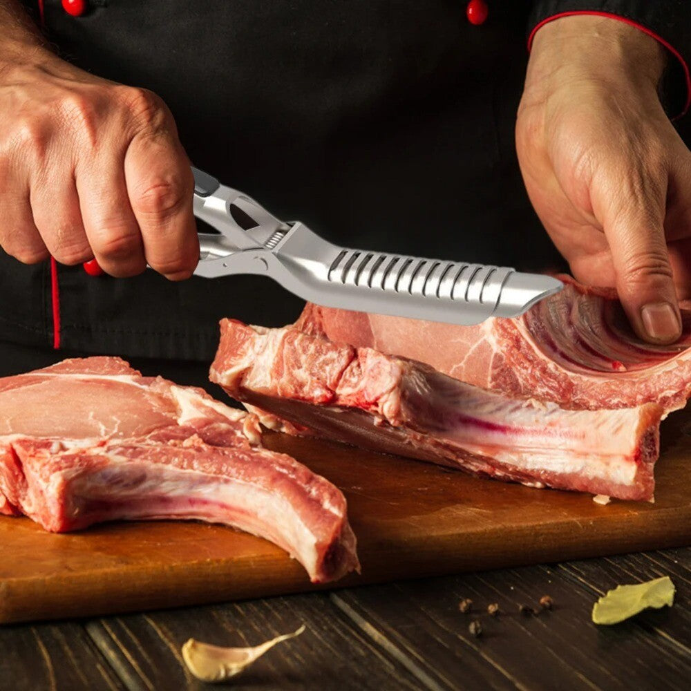 BBQ Easy Rib Membrane Removal Tool – Stainless Steel Meat Peeler for Beef & Pork