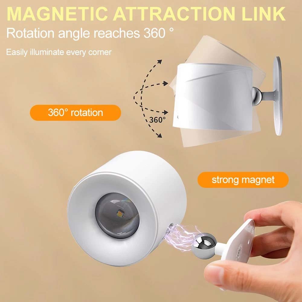 Rechargeable LED Wall Sconce Lights - Magnetic Remote Night Lamp, USB Powered