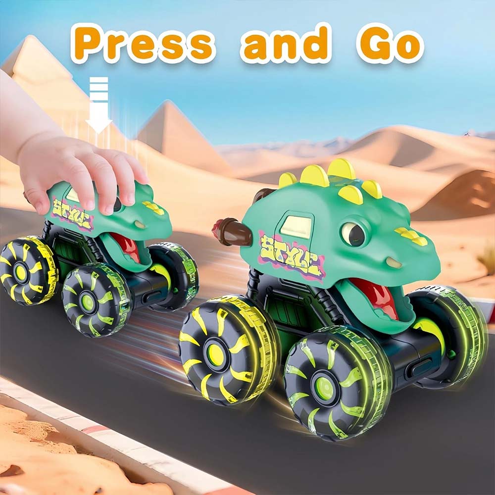 3-Pack Dinosaur Toys Light Up Monster Truck Press and Go Car Toy Set Fun Gift for Boys Girls