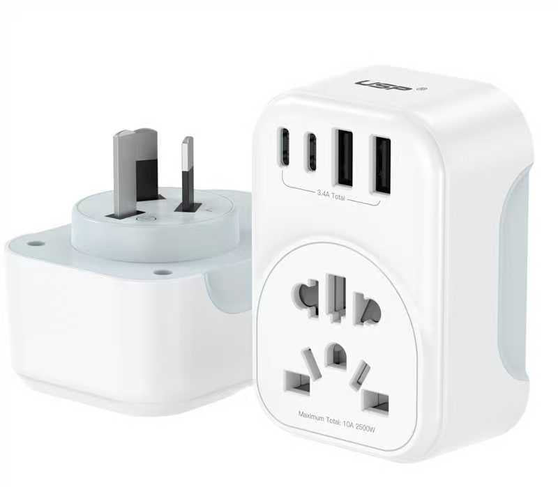Australia Inbound Travel Adapter | US UK JP  EU to AU Plug with USB-C & USB-A