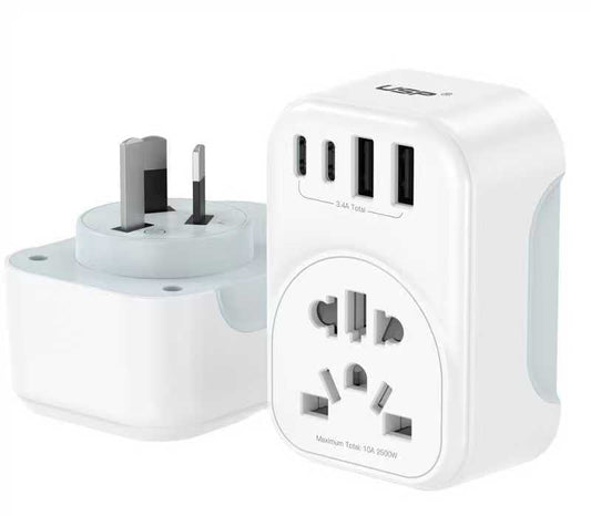 Australia Inbound Travel Adapter | US UK JP  EU to AU Plug with USB-C & USB-A
