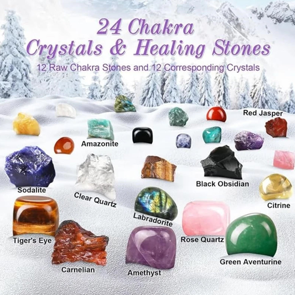 ﻿Crystal Advent Calendar 2025 - 24 Days Healing Stones & Mineral Countdown Gift