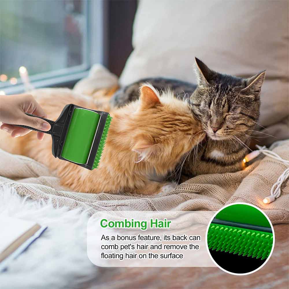 2pcs Stick It Roller Pet Hair Remover, Reusable Washable Stick Green
