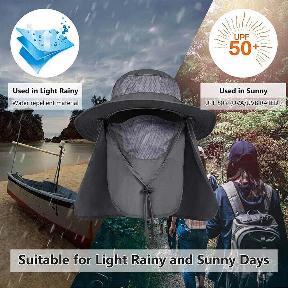 Outdoor Sun UV Protection Fishing Cap Neck Face Flap Hat Wide Brim Cover Summer
